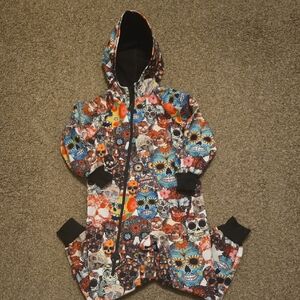 Waterproof Snowsuit/Rain Colorful Skull Print Kids Footie